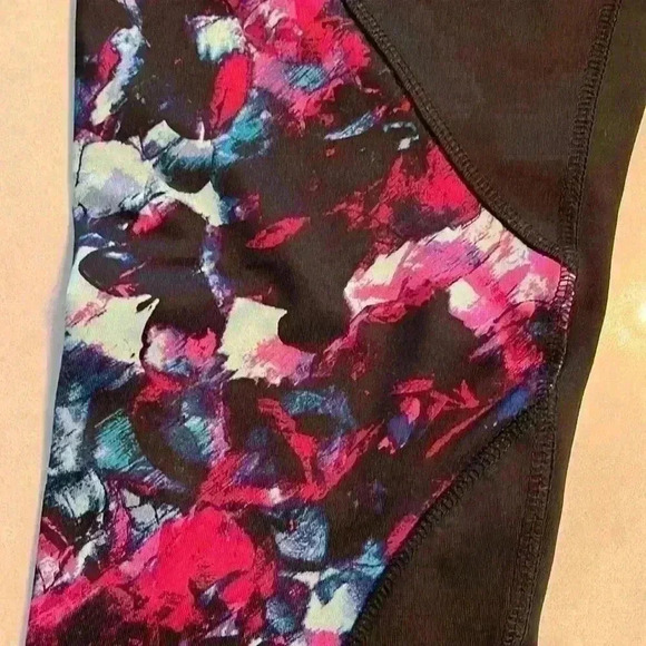 Metaphor black tights with bright pink/blue design on legs. Sz M - Picture 3 of 7